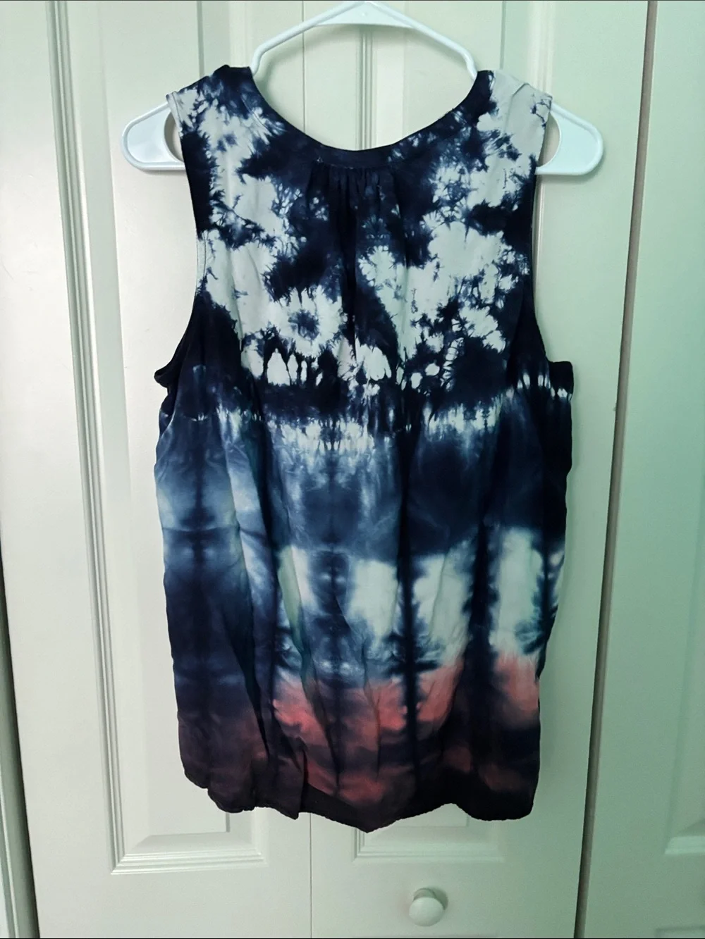 Sonoma Navy, White and Pink Tie-Dye Sleeveless Tank Plus Flowered blue tank top